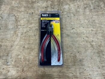 KLEIN DIAGONAL SIDE CUTTERS 6" W/SKINNING HOLE. RED HANDLES