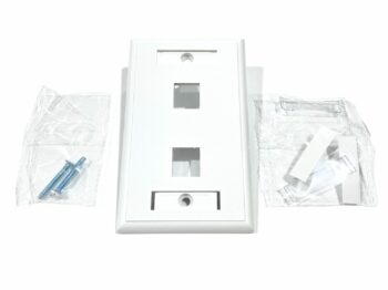 2 PORT KEYSTONE WALL PLATE WHITE. TSOC.