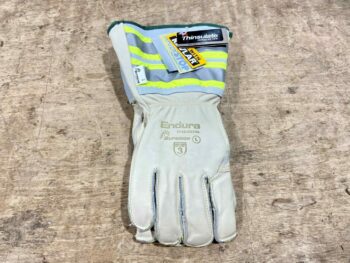 LEATHER 5-FINGER LINED GLOVE  LARGE 6" CUFF