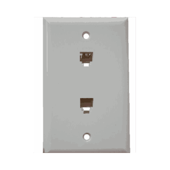 DUPLEX WALL JACK  6-CON, SMOOTH FRONT. WHITE. TSOC.50/BOX.
