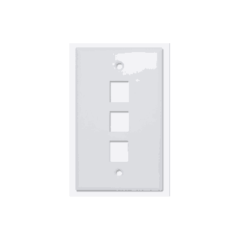 3 PORT KEYSTONE SMOOTH WALL PLATE. WHITE. TSOC.